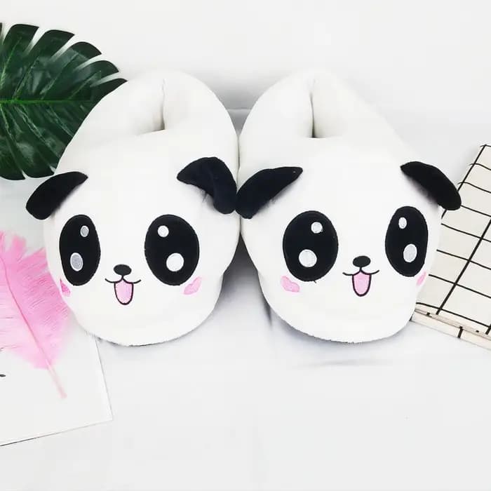 Hiver intérieur Panda femmes pantoufles dames animaux mignons en peluche chaud fourrure chaussures Couple maison