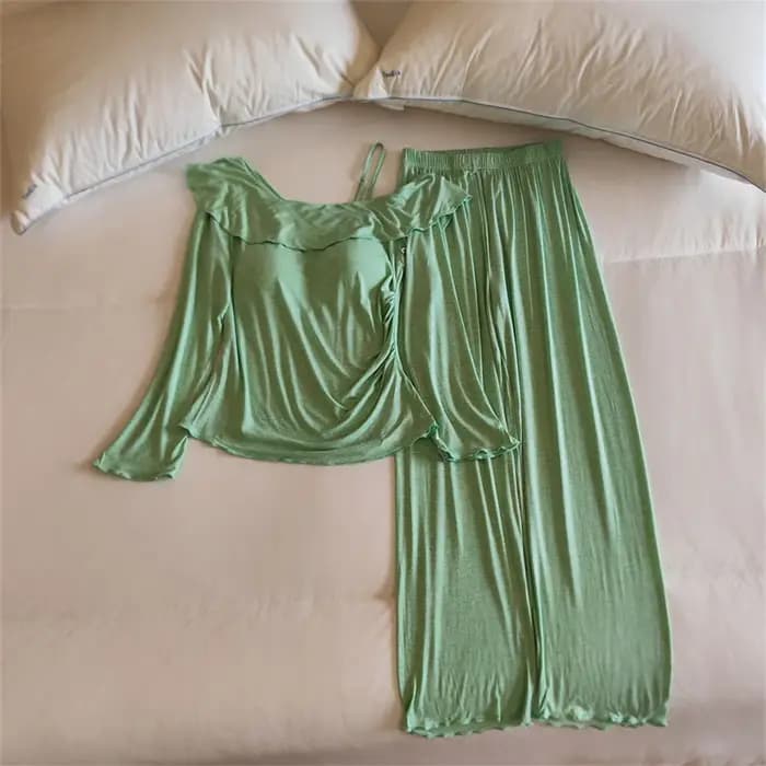 Ensemble pyjama femme Modal confort vêtements de nuit à manches longues dames tenue