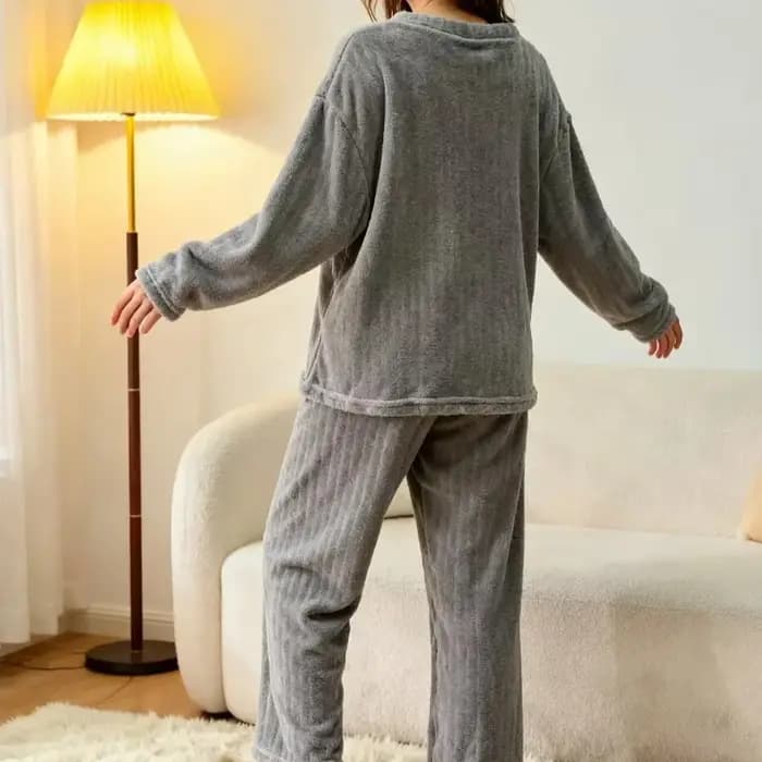 Ensemble de pyjama en polaire pour femmes, vêtements de détente à manches longues avec haut et pantalon, vêtements de nuit doux et moelleux, confortables et chauds pour l'hiver, pour la maison et les