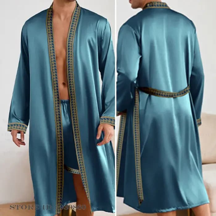 Hommes Robe longue pyjamas ensemble Style Baroque Kimono peignoir