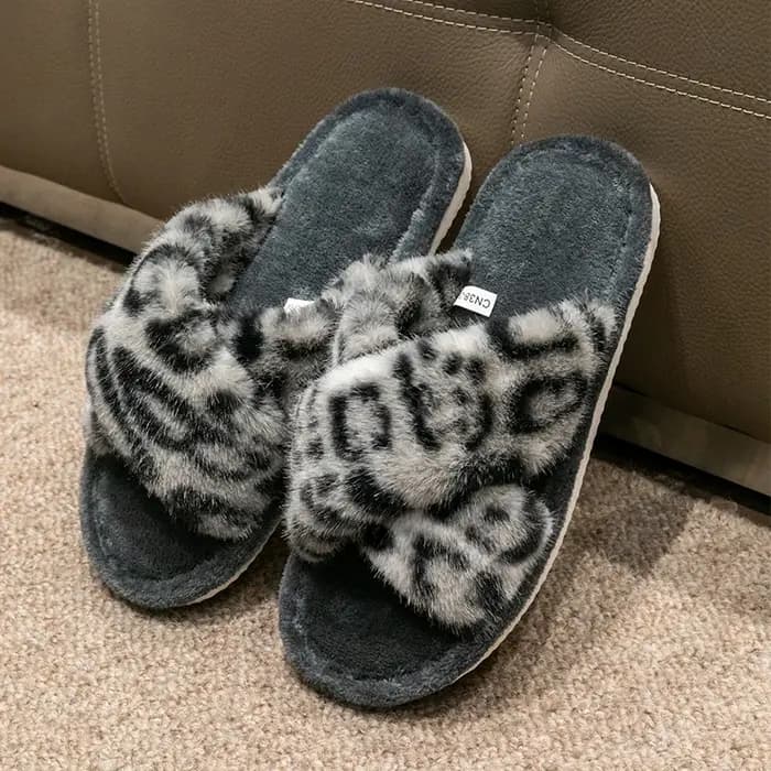 Pantoufles coulissantes à imprimé léopard pour hommes – Chaussures de maison respirantes à bout ouvert avec semelle