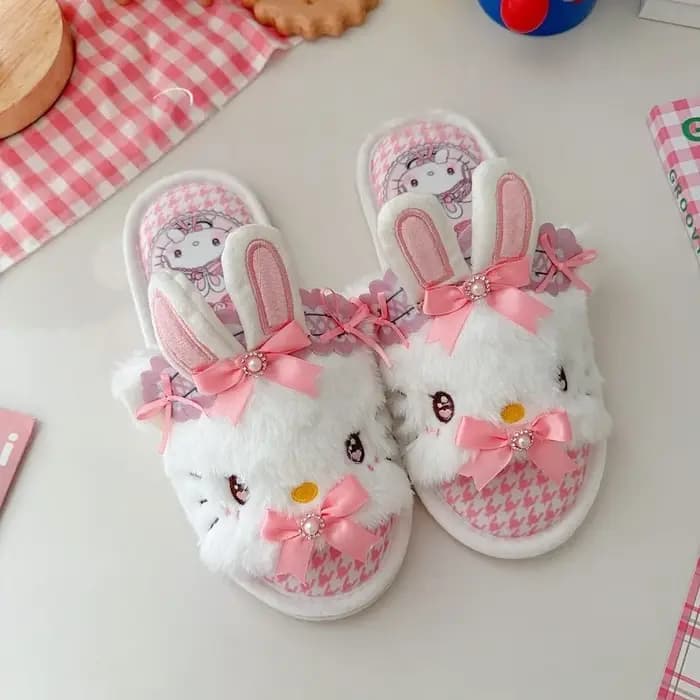 Pantoufles Lolita de dessin animé pour filles, Hello Kitty, ma mélodie, chaussures plates d'intérieu