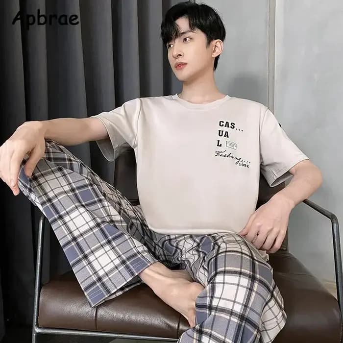 Pyjama d'été en coton doux pour homme