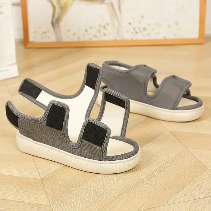 Pantoufles d'extérieur en lin à pieds larges réglables