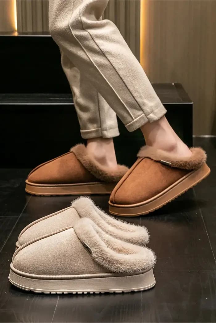 Pantoufles polaires avec doublure en fourrure pour femmes