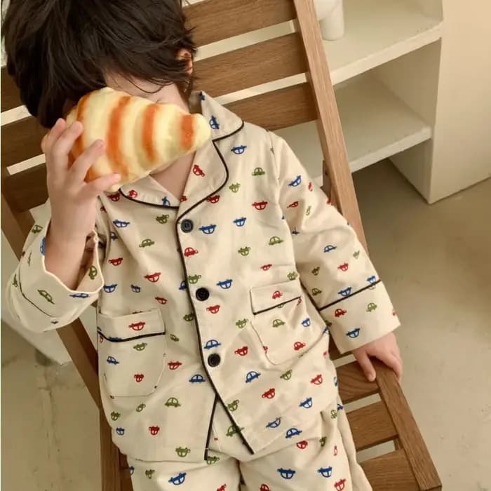 Ensemble de pyjama imprimé dessin animé pour enfants, 100% coton, vêtements d'intérieur imbibés, pan