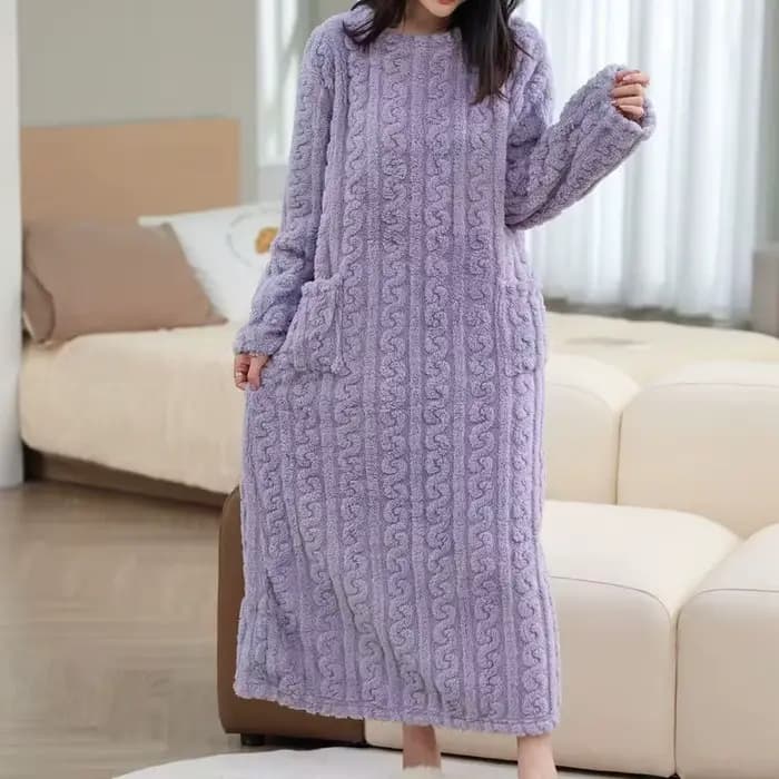 Pyjamas hiver femmes nuisette à manches longues
