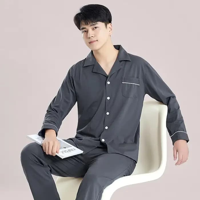 Hiver 100% coton Pyjamas hommes bleu vêtements de nuit chaud Pyjama Homme coton Pijamas Hombre Invie