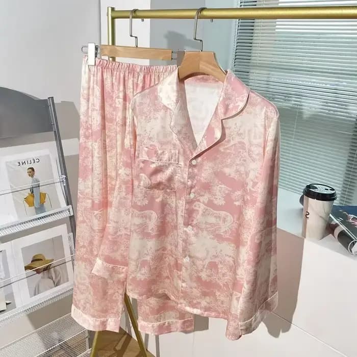 Pyjama imprimé français haut de gamme pour femmes printemps et automne nouveau style paresseux doux homewear pyjamas en