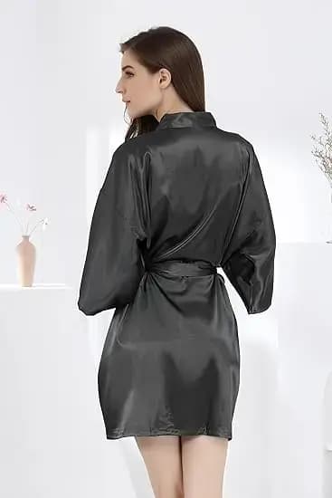 Femmes soie Satin courte Robe de nuit solide Kimono Robe mode Robe de bain Sexy Peignoir Peignoir Femme mariage mariée Robe de demoiselle d'honneur