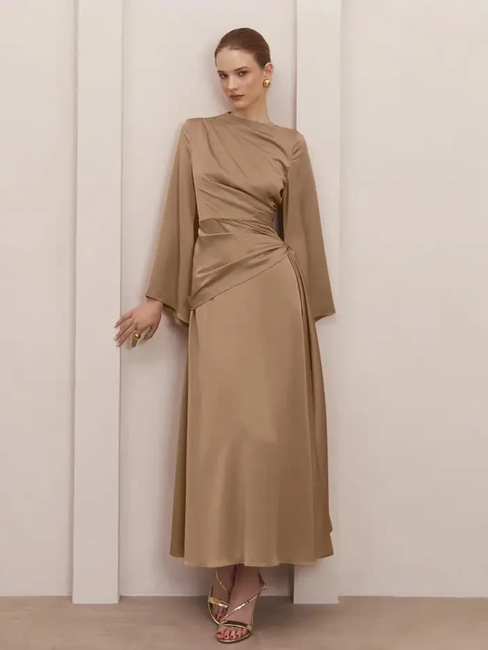 Marthaqiqi mode Femme pyjama à lacets nuisette à manches longues vêtements de nuit col rond chemise