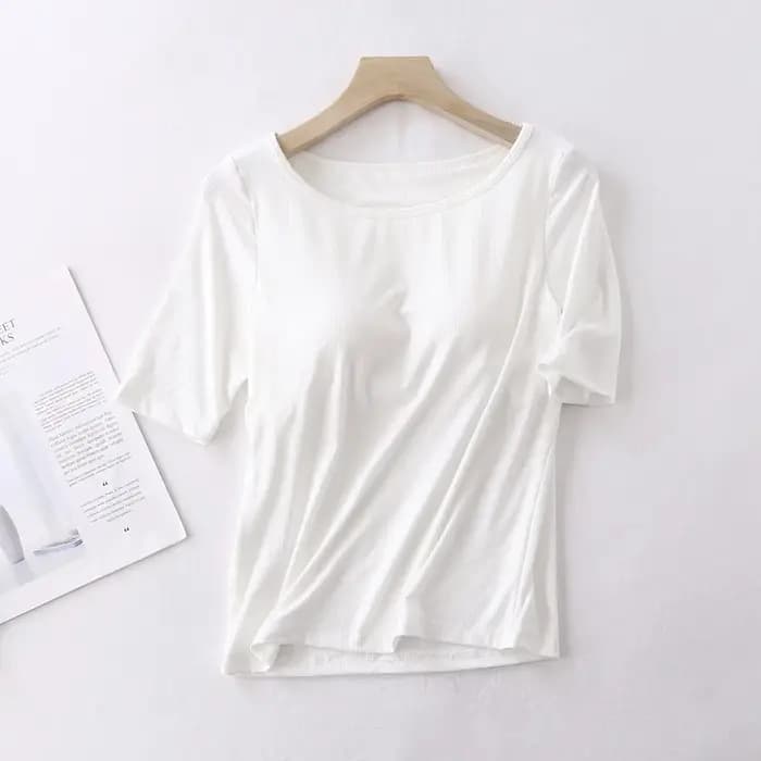 Pyjama une pièce pour femmes, hauts de pyjama en coton modal à manches courtes, t-shirt avec coussin