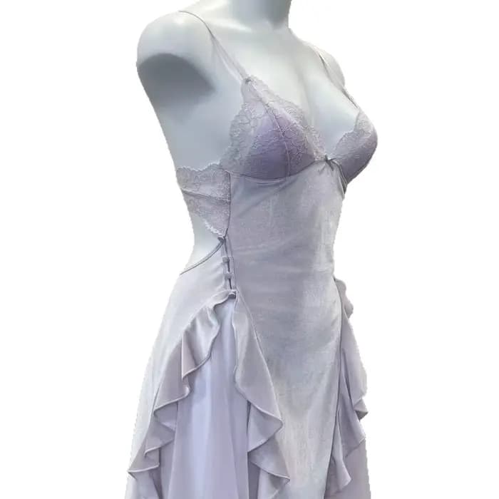 Pyjama d'hiver en velours et dentelle pour femme