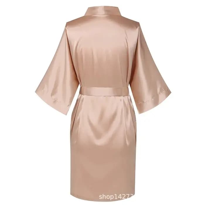 Robe de nuit courte en satin de soie pour femme, Kimono uni, Peignoir de bain élégant, Robe de marié