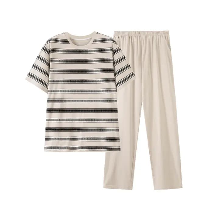 Grande taille M-4XL hommes pyjamas ensemble été 100% coton à manches courtes Pijama mâle décontracté rayé vêtements de nuit