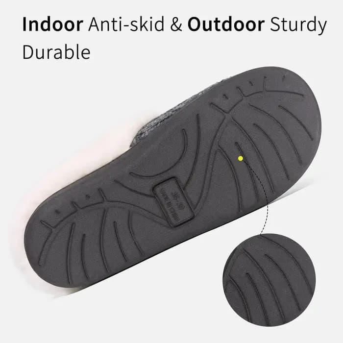 Litfun hiver fourrure chaussons pour femmes sans lacet doublé de laine confortable maison diapositives mousse à mémoire