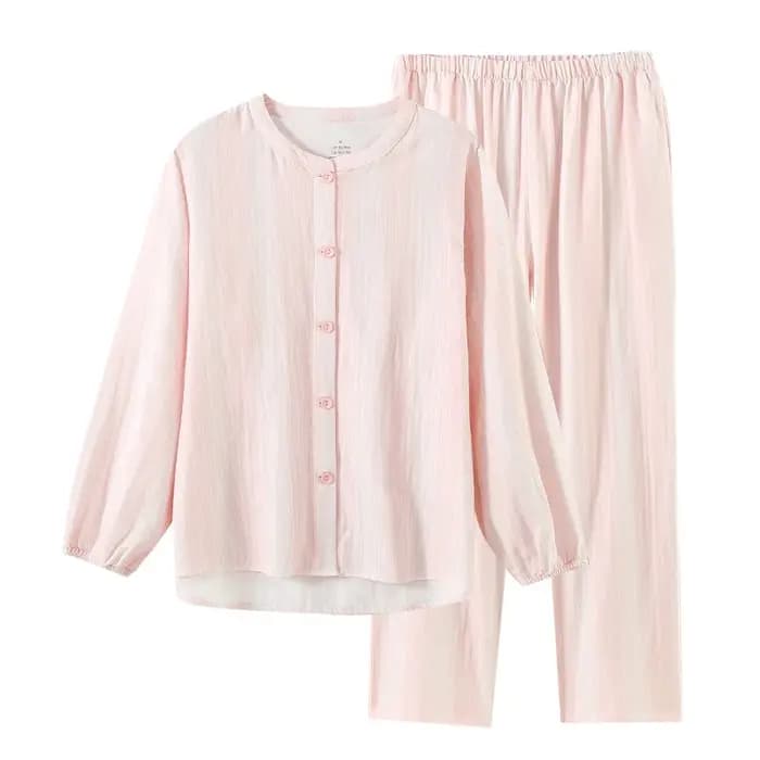 Pyjama en coton à rayures dégradées, Double gaze, vêtements de détente pour couples, col rond, manches longues, pantalon pour femmes, automne 2025