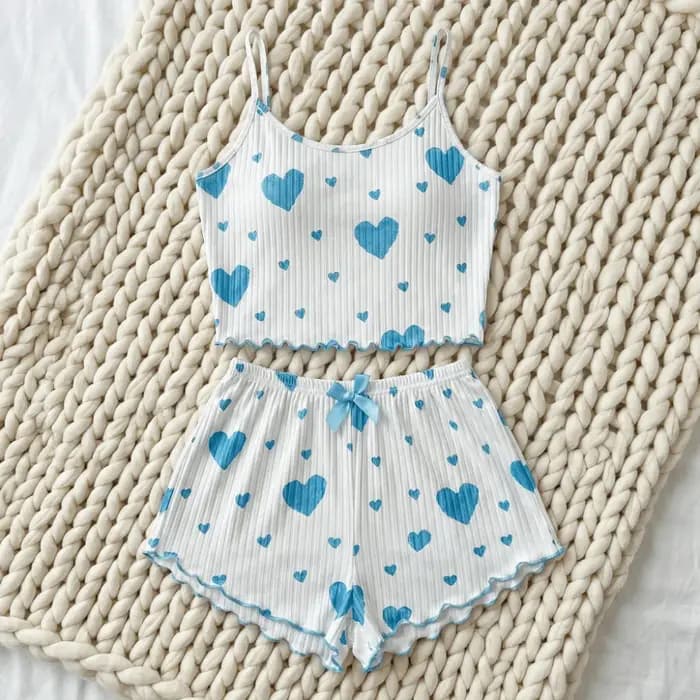 Ensemble de pyjama décontracté pour femme avec motif cœur