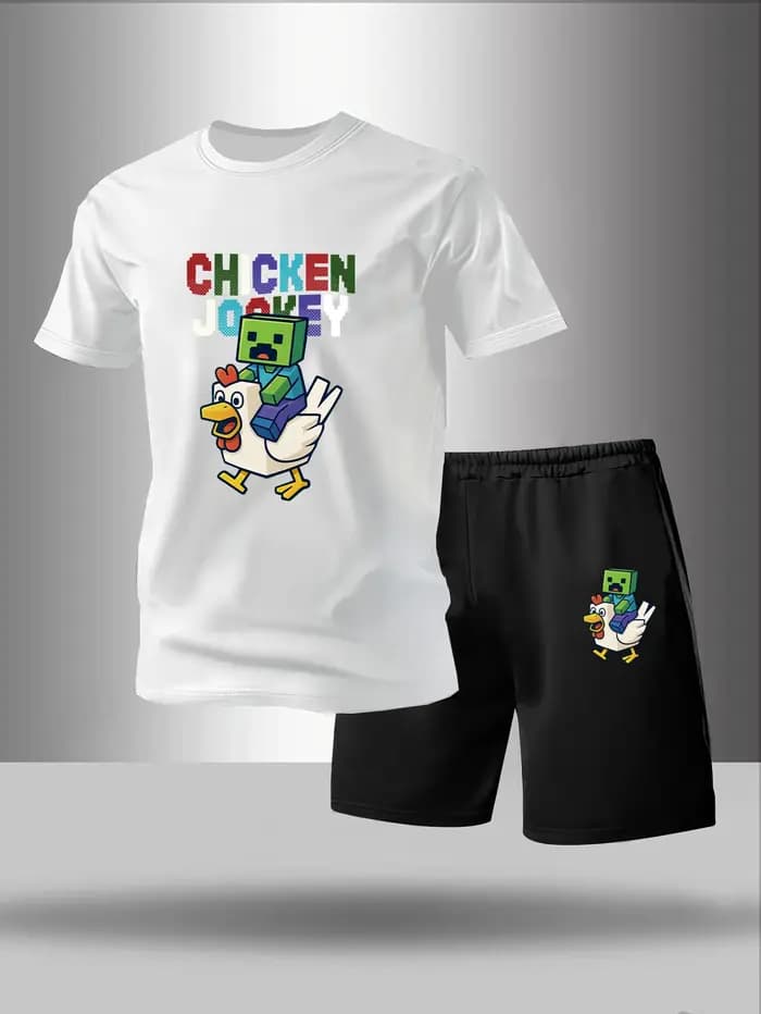 Pyjama deux pièces pour homme manches courtes et shorts motif lettres tendance ensemble pour le printemps l'été l'automne et l'hiver.