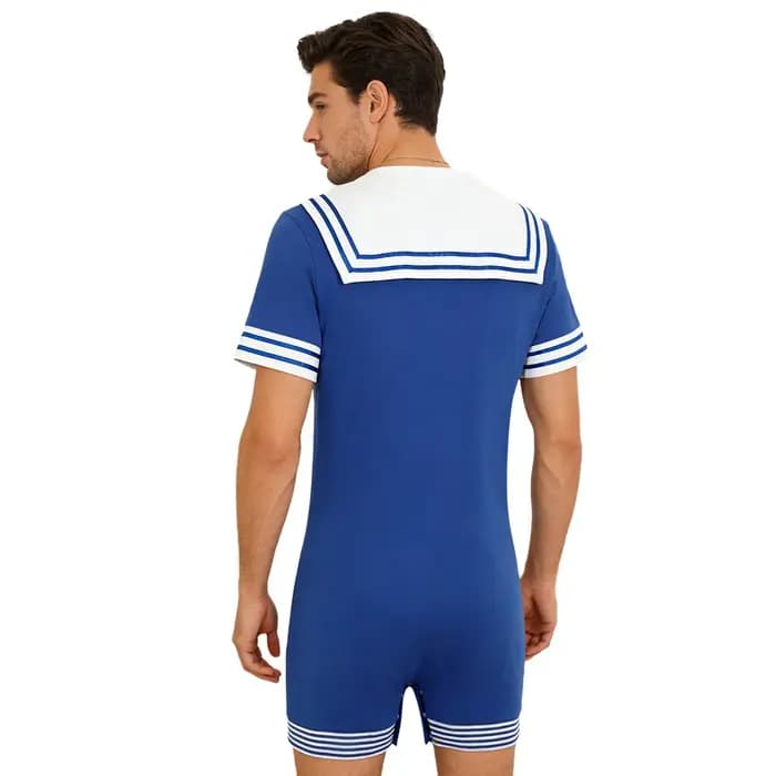 Pyjama Combinaison Homme Style Marin Col