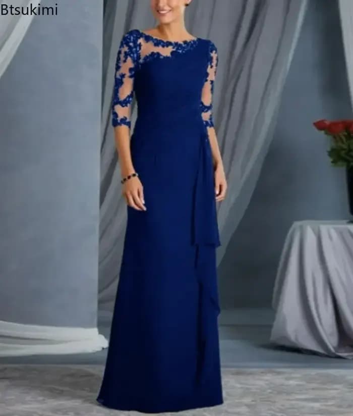 Robe longue en dentelle pour femmes