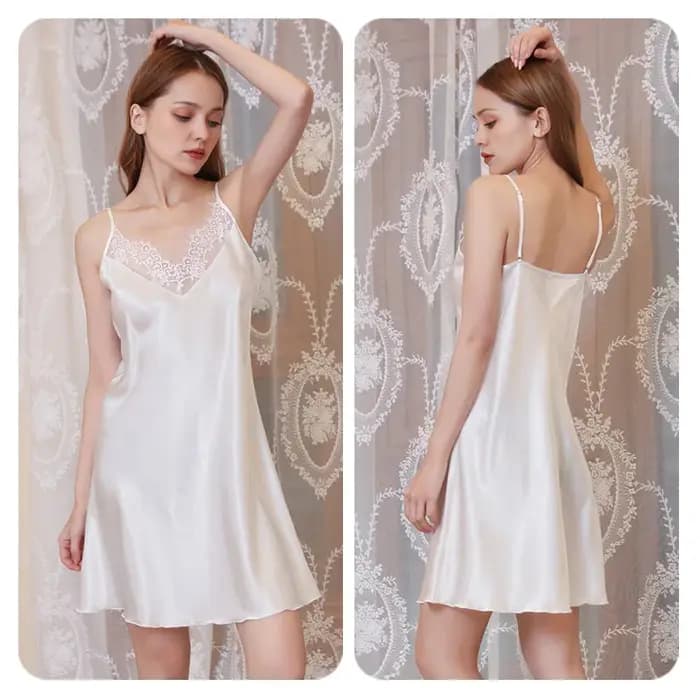 Vêtements de nuit pour femmes solide courte Chemise