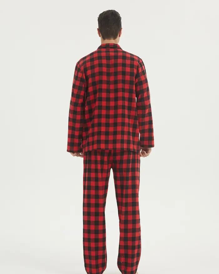 Ensembles de pyjama en flanelle pour hommes pyjamas à carreaux en coton