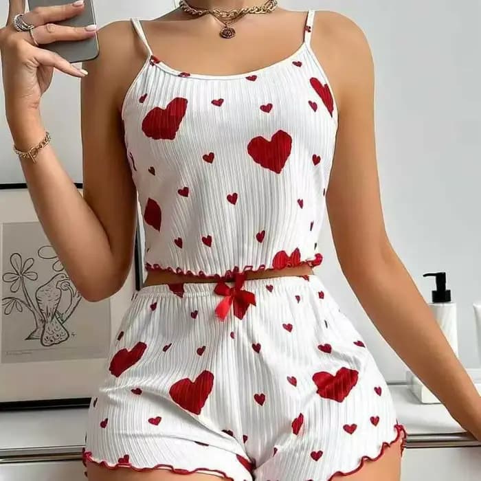 Ensemble pyjama 2 pièces pour femmes, Sexy et mignon, Kawaii, bretelles, hauts de soleil, ensemble d