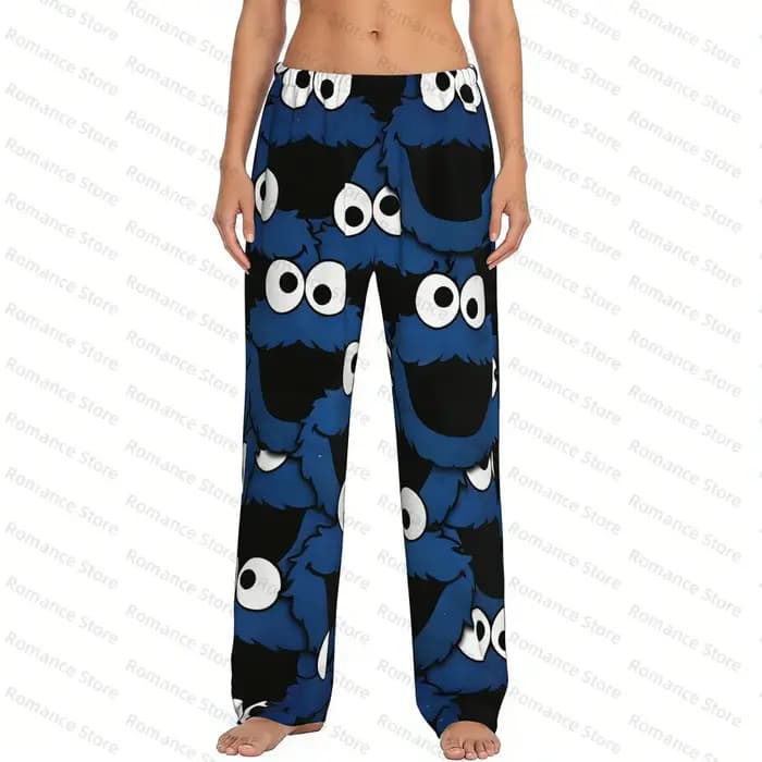 Pantalon de pyjama Monster-C-cookies pour femme, vêtement de nuit éducatif, bas de pyjama extensible