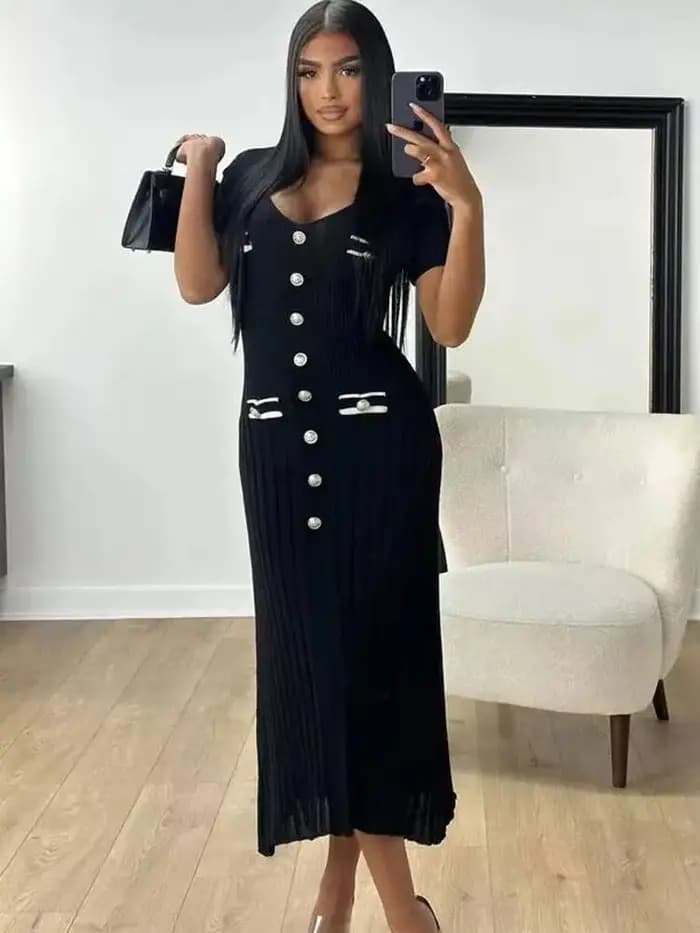 Robe longue tricotée élégante pour femmes