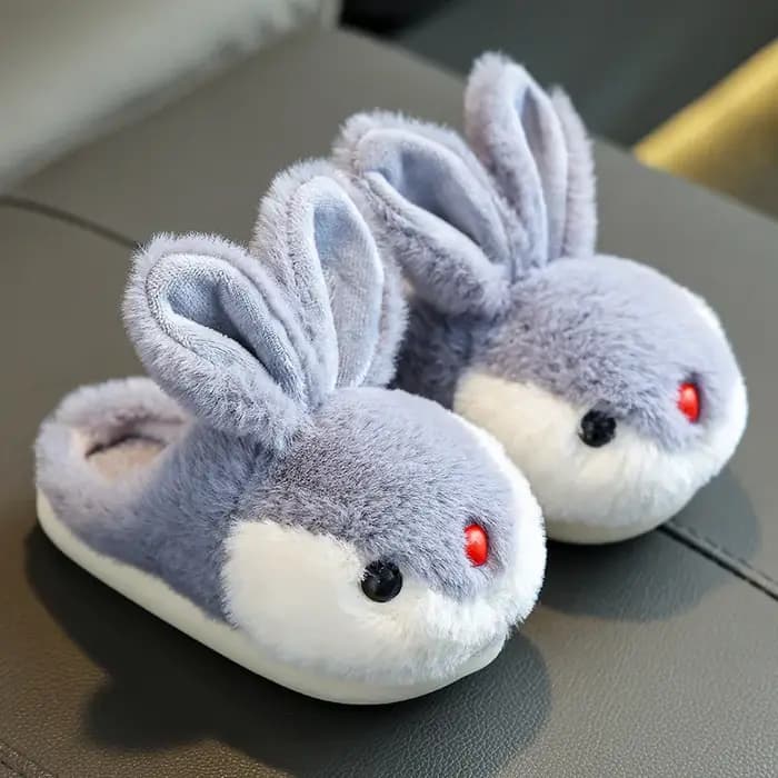 Mignon lapin enfants pantoufles maison hiver mode garçons filles casual en peluche pantoufles doux f