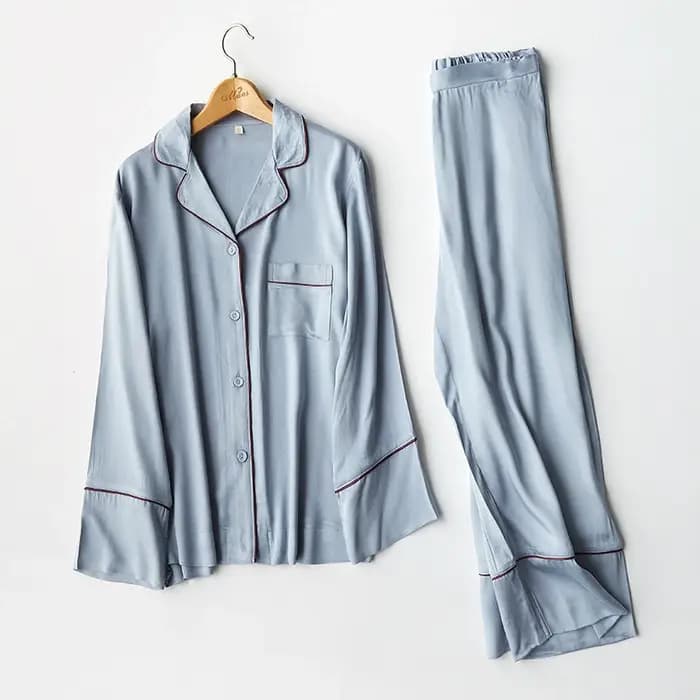 Pyjama Élégant en Viscose à Manches sulfpour Femme, Vêtement de Nuit en Satin, Couleur Unie, pour la