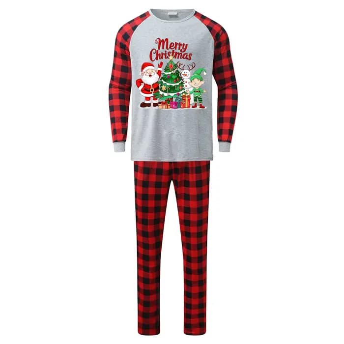 Ensemble pyjama assorti pour famille, imprimé joyeux noël, manches longues, col rond, costume 2 pièces, vêtements de nuit, cadeau de noël, Look de vacances