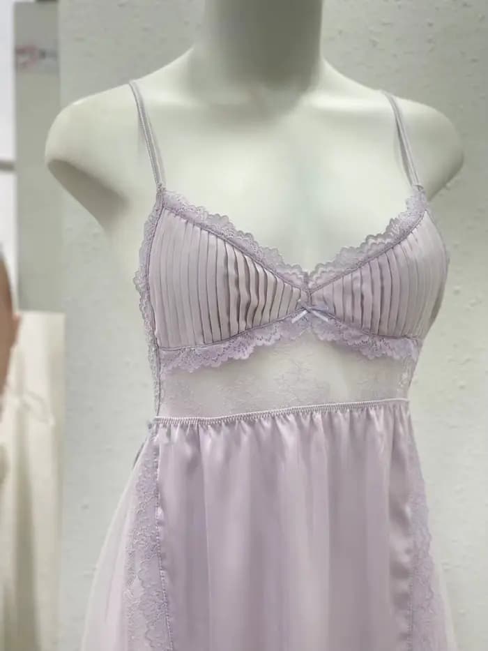 Robe de nuit à volants à col en V pour femmes, belle robe de nuit à bretelles dans le dos, coupe cou