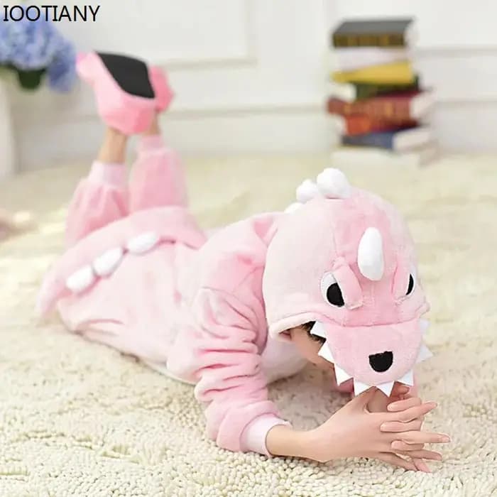 Pyjama Chaud en Motif de Dinosaure Rouge pour Enfant