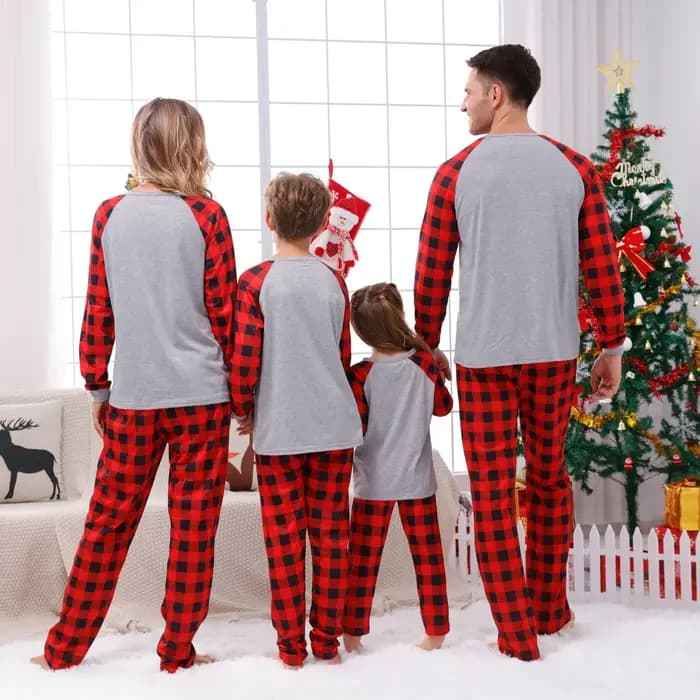 Ensemble pyjama assorti pour famille, imprimé joyeux noël, manches longues, col rond, costume 2 pièces, vêtements de nuit, cadeau de noël, Look de vacances