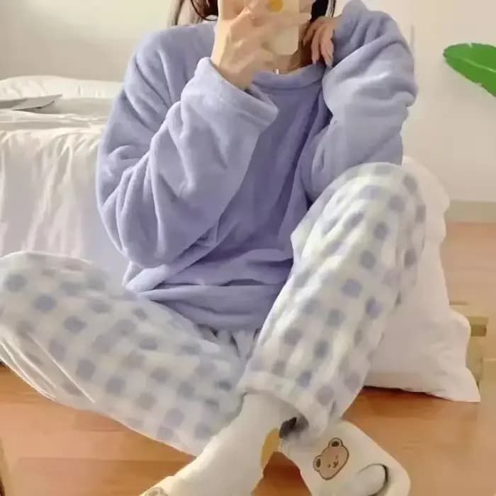 Ensemble pyjama en molleton épais et chaud pour femme, vêtements de nuit d'hiver, haut rigide et pan