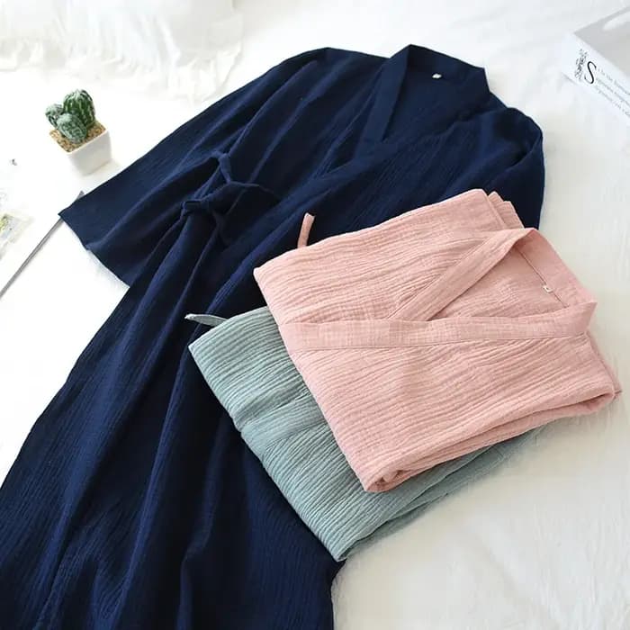 Robe Kimono Japonaise en Crêpe à Double Gaze pour Femme