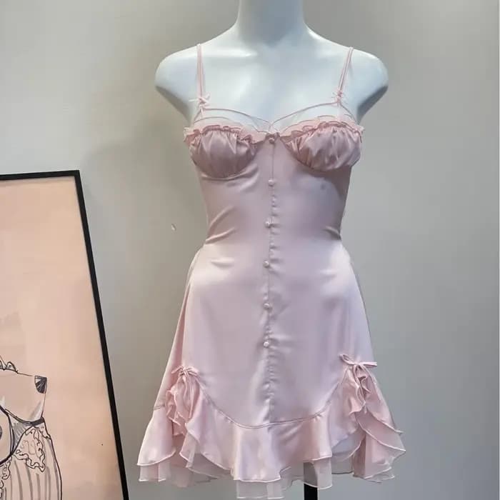 Français Lolita fille vêtements de nuit glace soie Sexy chemise