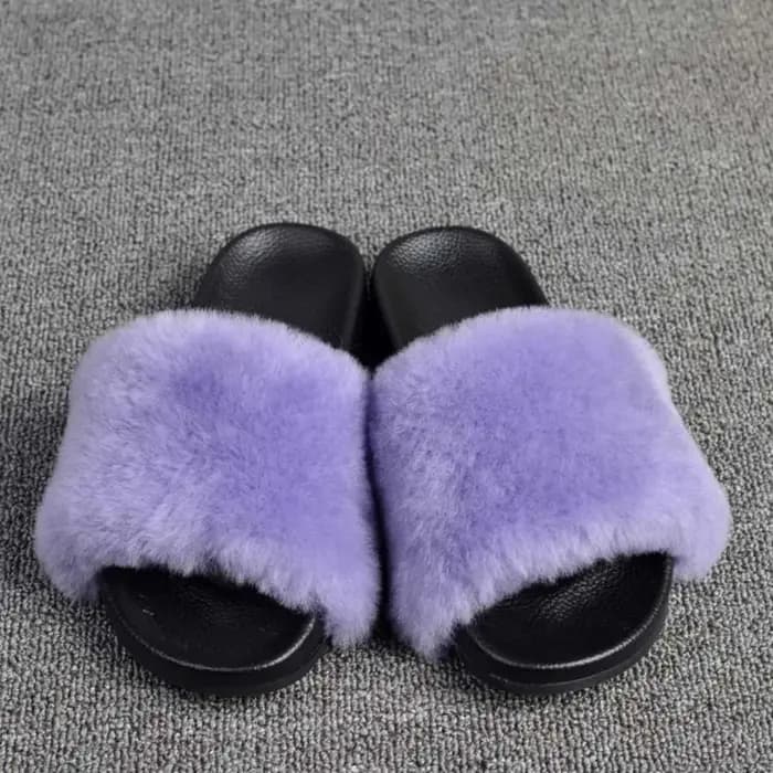 Pantoufles en vraie fourrure de laine pour femmes