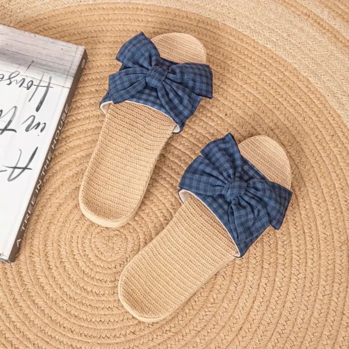 Nouvelles pantoufles en tissu et lin pour femmes