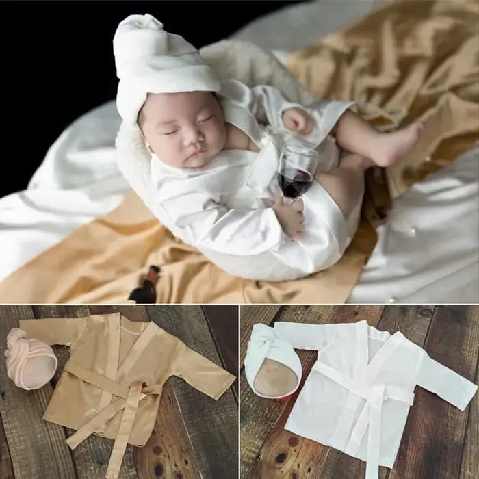 Peignoir en soie douce et ensemble bonnet de douche pour bébé