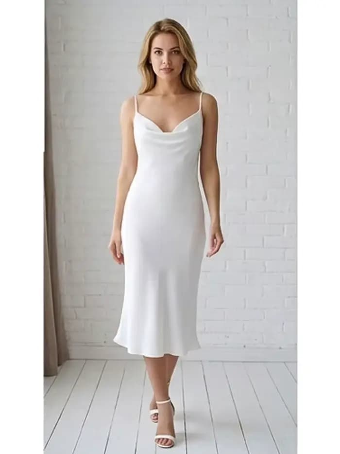 Robe de nuit longue noire en satin à col bénitier
