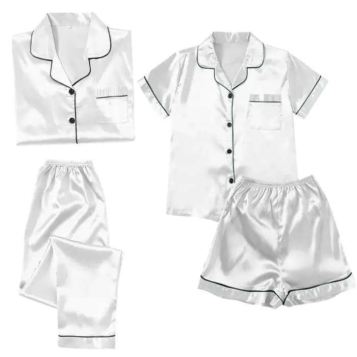 Ensemble de pyjama en satin soyeux pour femme, vêtements de détente doux, manches courtes, manches l