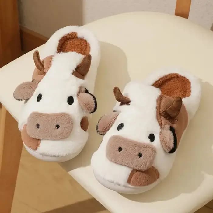 1 paire de diapositives de maison antidérapantes, pantoufles de vache souples, pantoufles chaudes po