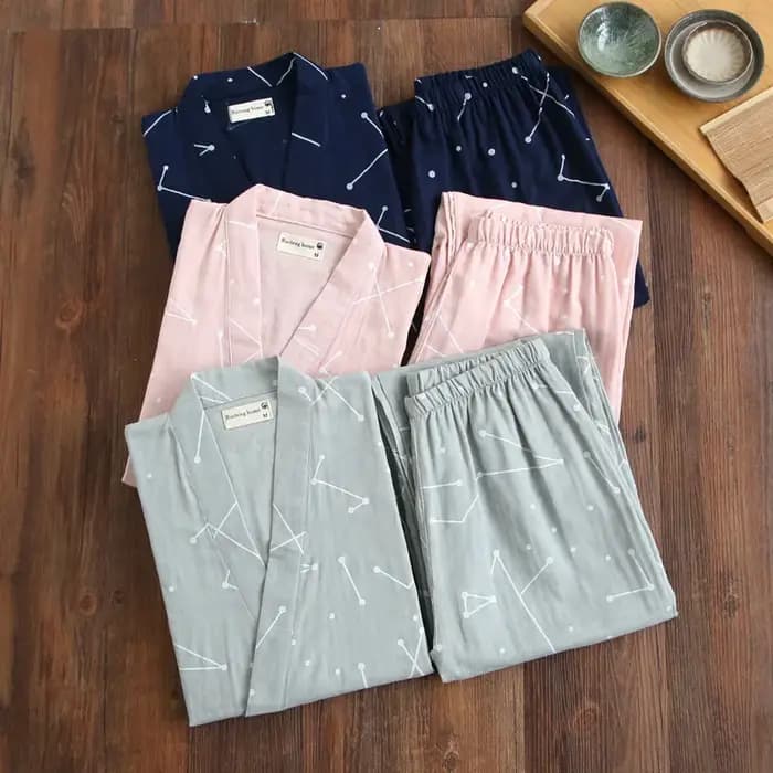 Ensemble pyjama d'été en gaze 100% coton pour hommes et femmes