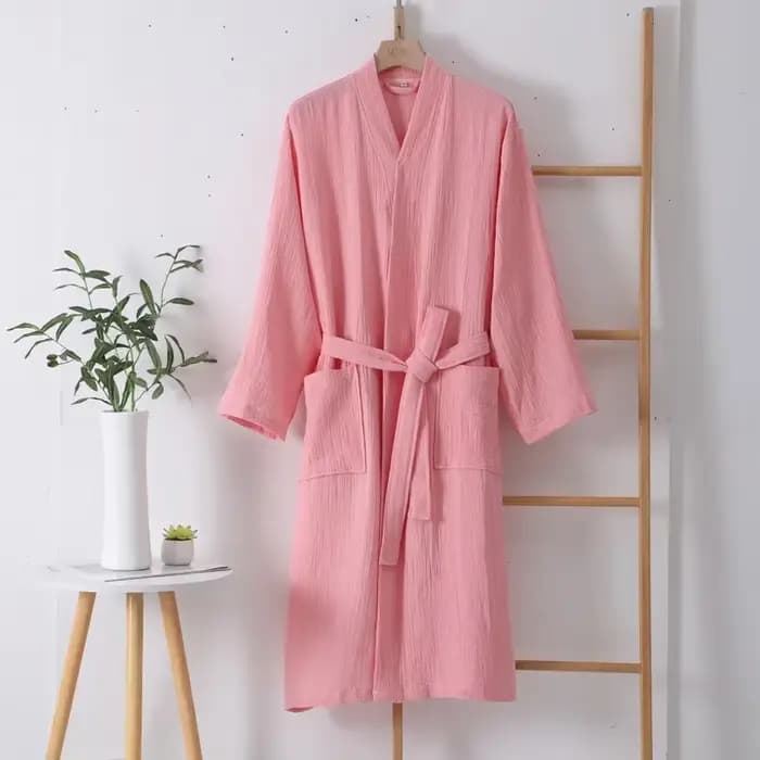 Peignoir à manches longues en coton multicolore pour hommes et femmes