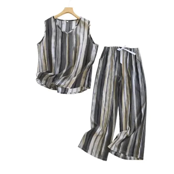 Ensemble pyjama 2 pièces en coton et Viscose pour femmes, haut fin sans manche avec pantalon court, vêtements de maison amples et lisses, été