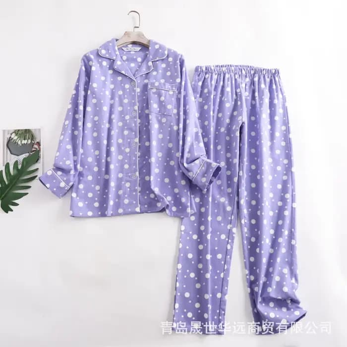 2026 100% coton flanelle pantalon pyjamas ensembles pour femmes vêtements de maison Simple à manches