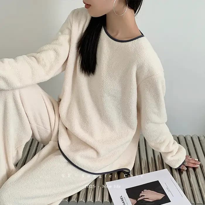 Pijama Feminino nouveau épaissir chaud femmes pyjama ensemble automne hiver femmes maison vêtements salon vêtements de nuit flanelle tenue de nuit femme
